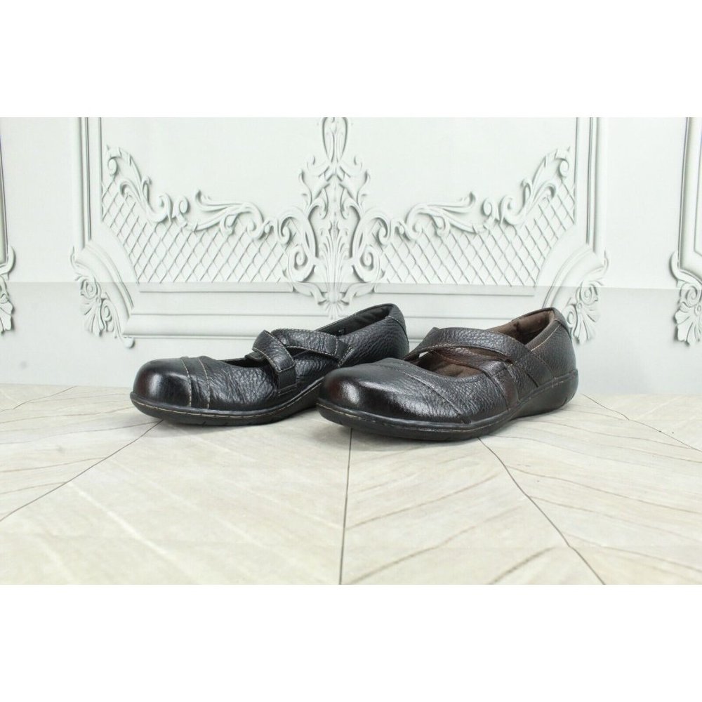 Clarks Bendable Black Leather Slip On Mary Jane Comfort Shoes Size 7 M - Picture 2 of 8